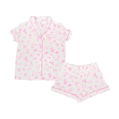 Women's Cowboy Print Notch Pajama Set, X-Large