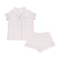 Women's Striped Notch Pajama Set, X-Large