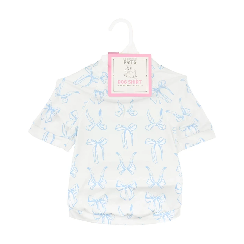 No Comment Pets Blue Bow Dog Shirt Pajamas, Small