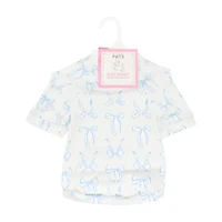No Comment Pets Blue Bow Dog Shirt Pajamas, Small