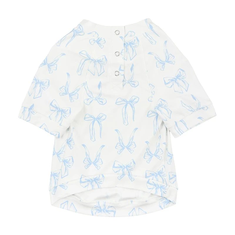 No Comment Pets Blue Bow Dog Shirt Pajamas, Small