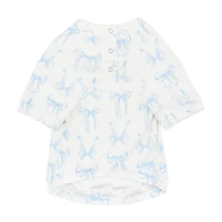 No Comment Pets Blue Bow Dog Shirt Pajamas, Small