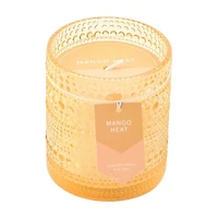 Tropical Mango Heat Textured Yellow Glass Candle, 10 oz