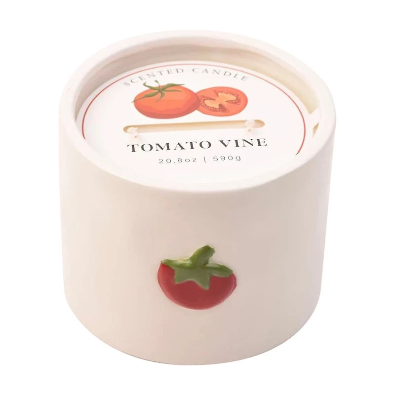 Tomato Vine Raised Ceramic Red Candle, 20.8 oz