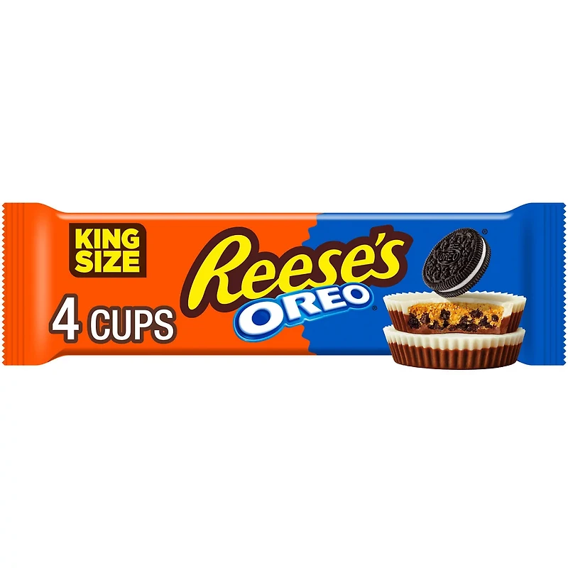 REESE'S OREO Milk Chocolate and White Creme King Size Peanut Butter Cups, Candy Pack, 2.8 oz