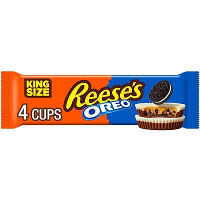 REESE'S OREO Milk Chocolate and White Creme King Size Peanut Butter Cups, Candy Pack, 2.8 oz