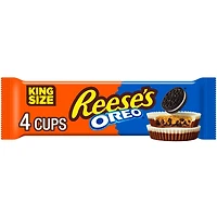 REESE'S OREO Milk Chocolate and White Creme King Size Peanut Butter Cups, Candy Pack, 2.8 oz