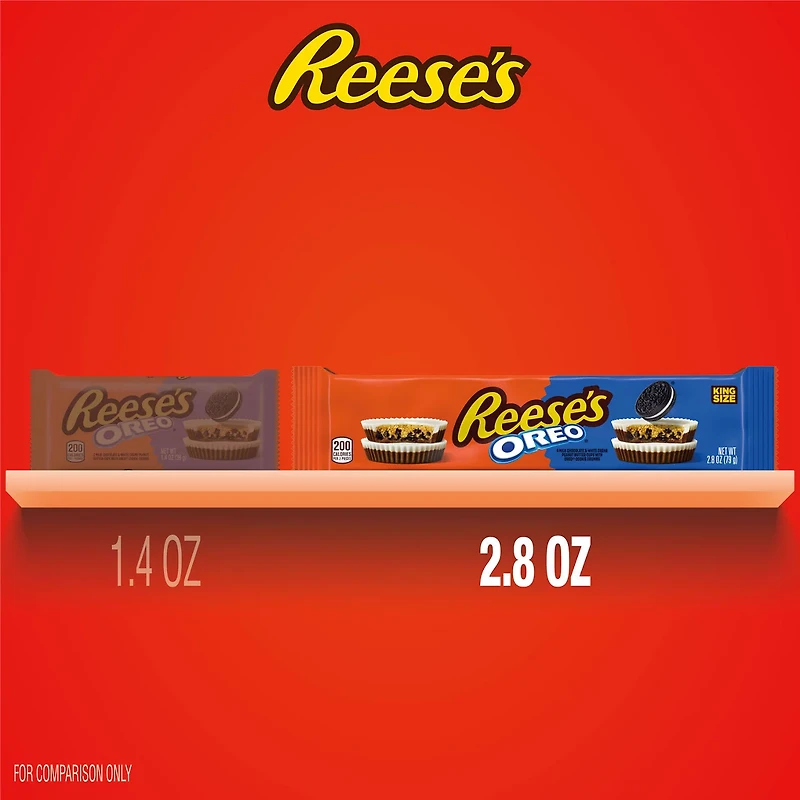 REESE'S OREO Milk Chocolate and White Creme King Size Peanut Butter Cups, Candy Pack, 2.8 oz