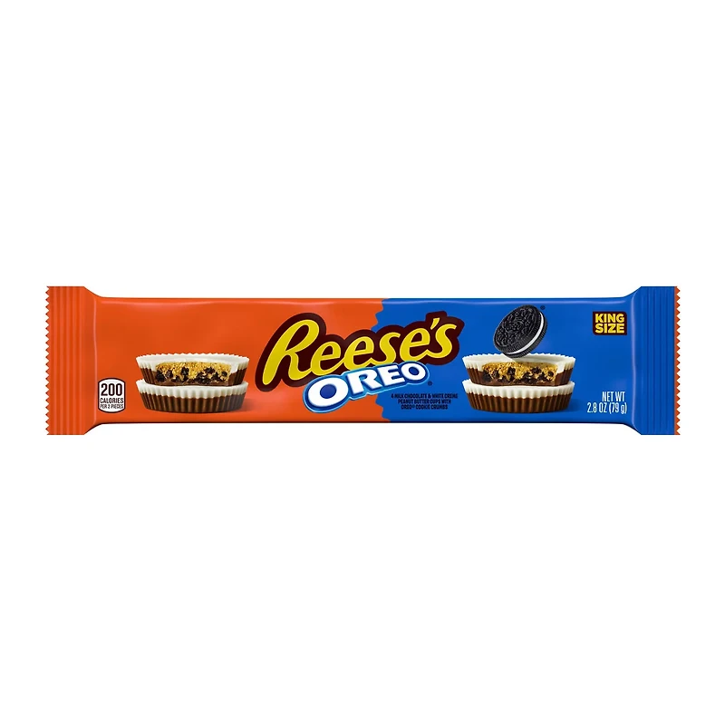 REESE'S OREO Milk Chocolate and White Creme King Size Peanut Butter Cups, Candy Pack, 2.8 oz