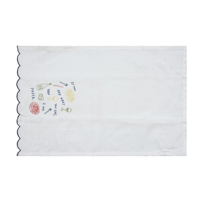 Scalloped Embroidered Cotton Kitchen Towel Set, 16x26 in, 2 pk