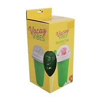 Summer Vacay Vibes Clear, Green and White Slushie Cup, 12 fl oz