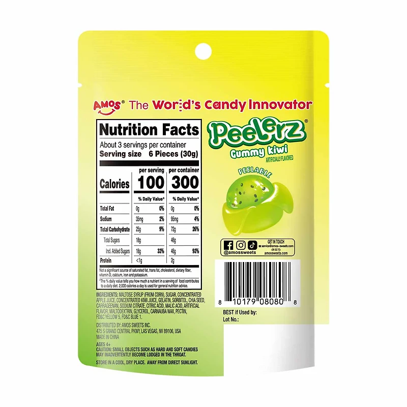 Amos Peelerz Gummies Kiwi, 3 oz