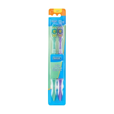 Rexall Daily Essential Toothbrush, 2 pk