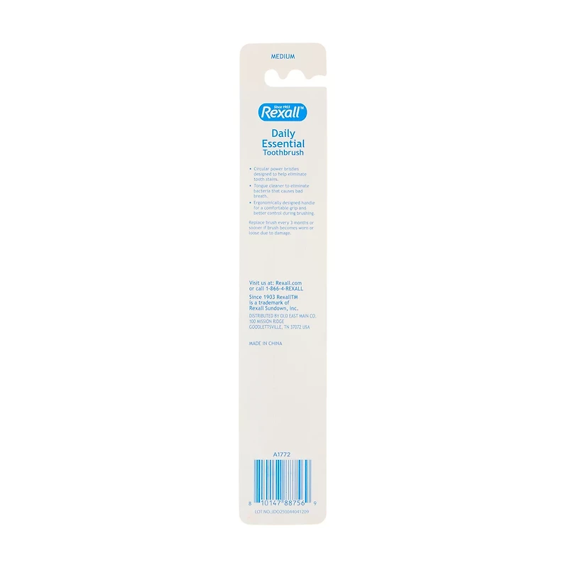 Rexall Daily Essential Medium Toothbrush, 2 ct