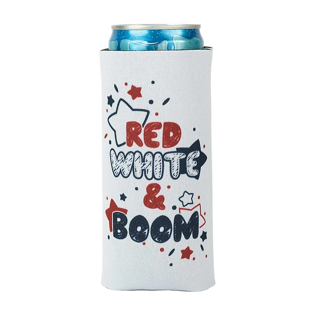 Patriotic Red/White/Blue Neoprene Slim Can and Bottle Beverage Insulator