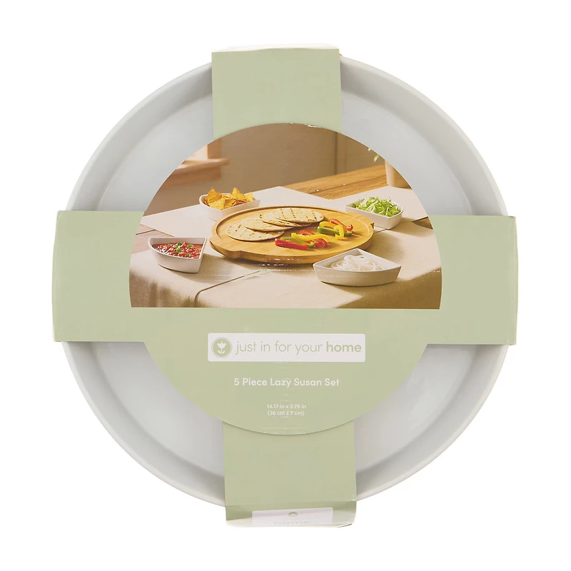Just In For Your Home Bamboo Lazy Susan with Dish, Set of 5