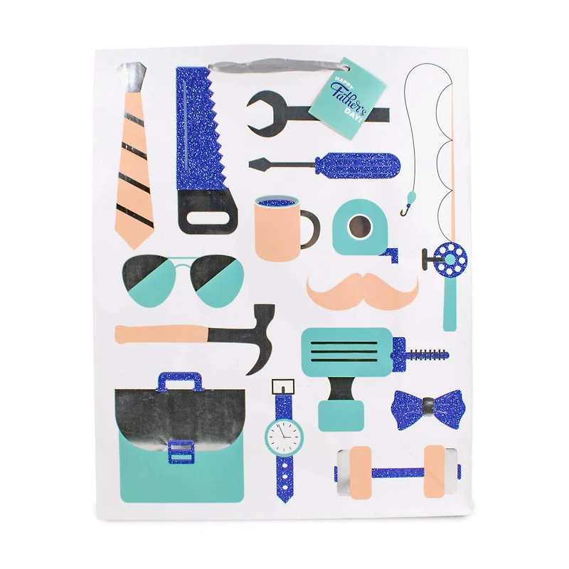 Extra Large Father's Day Tool-Print Gift Bag