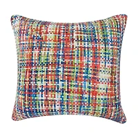 Multi Chenille Textured Woven Fabric Decorative Pillow, 18x18 in
