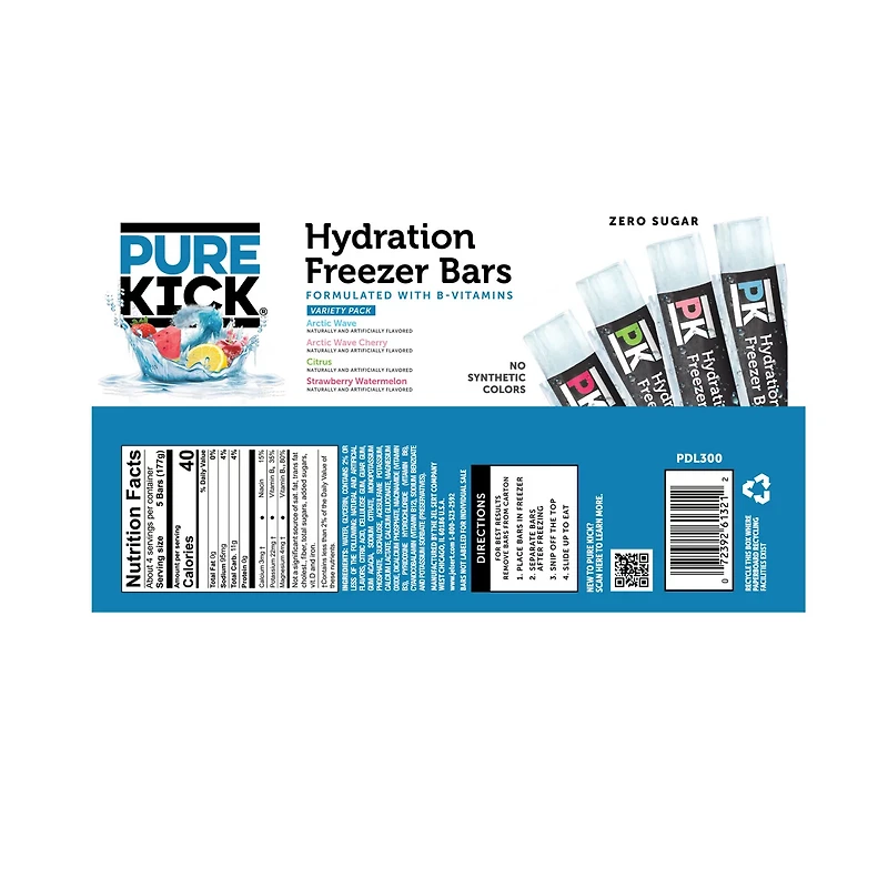 Pure Kick Freezer Bars Sugar Free Variety Pack 20ct