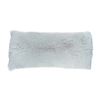 Gray Faux Fur Bedrest Pillow, 33x16 in
