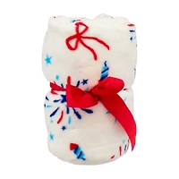 Patriotic Red White and Blue Fabric Throw Blanket, 50x60 in