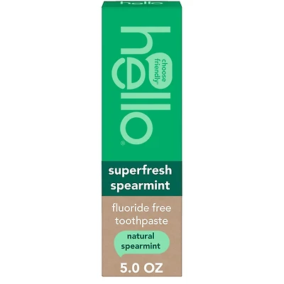 hello Superfresh Fluoride Free Toothpaste for Bad Breath, Natural Spearmint, 5 o