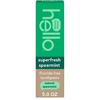 hello Superfresh Fluoride Free Toothpaste for Bad Breath, Natural Spearmint, 5 o