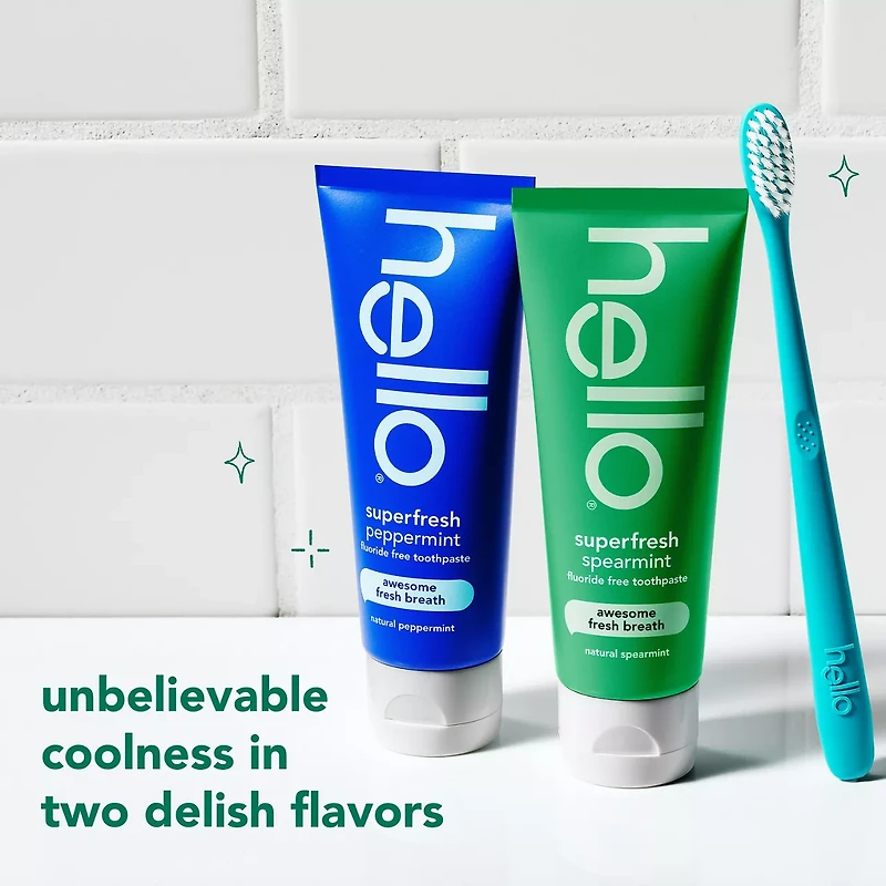 hello Superfresh Fluoride Free Toothpaste for Bad Breath, Natural Spearmint, 5 o
