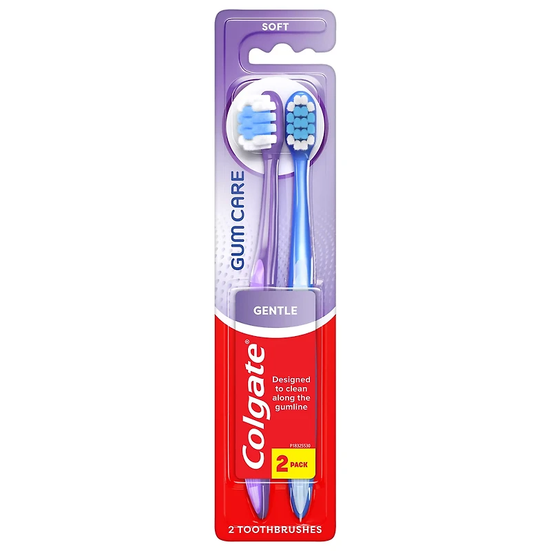 Colgate Gum Care Soft Toothbrush, Adult Manual Toothbrush Pack, 2 Pack