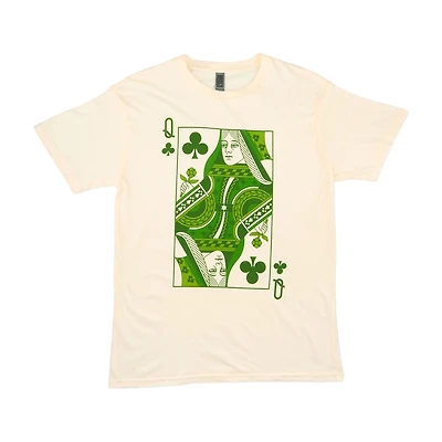 St. Patrick's Day Queen of Clubs Women's T-Shirt, Cream, 2XL