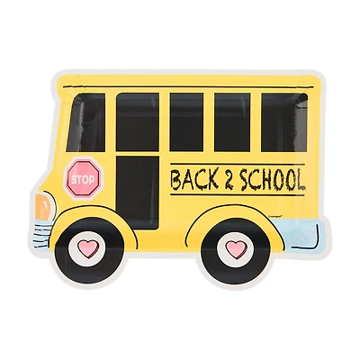 School Bus Shaped Paper Plates, 8 ct