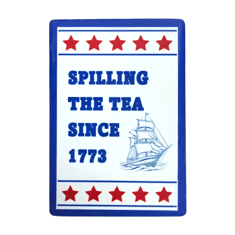 Patriotic "Spilling the Tea" Magnet