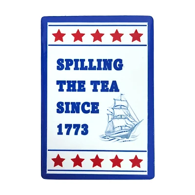 Patriotic "Spilling the Tea" Magnet