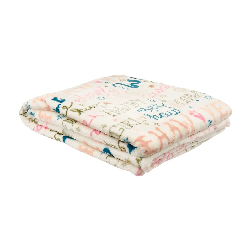 Jessica Simpson Printed Plush Throw, 50 in x 60 in, Assorted