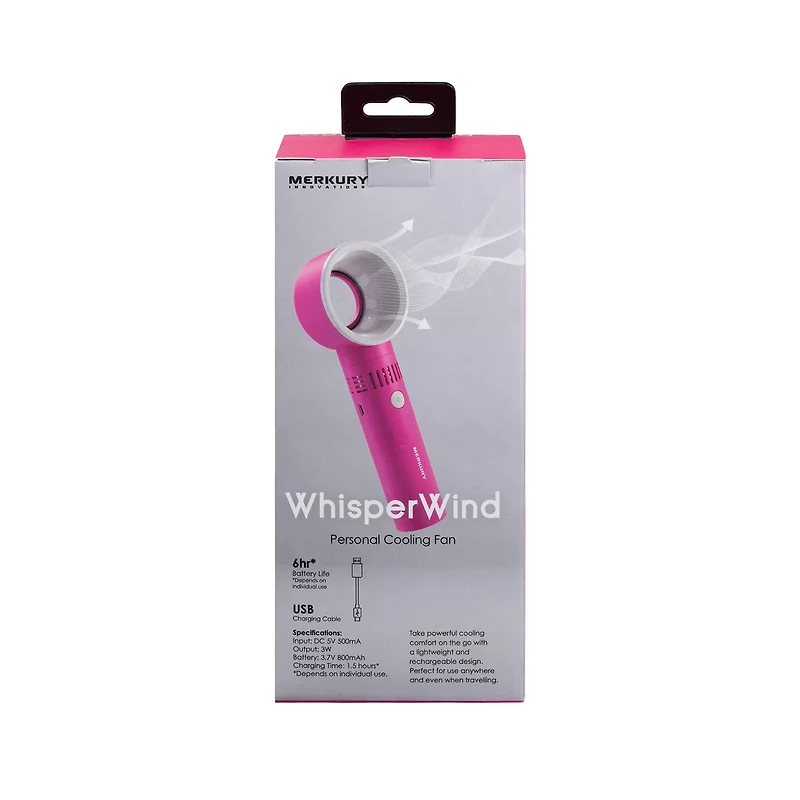 Merkury Innovations Summer Pink WhisperWind Personal Cooling Fan