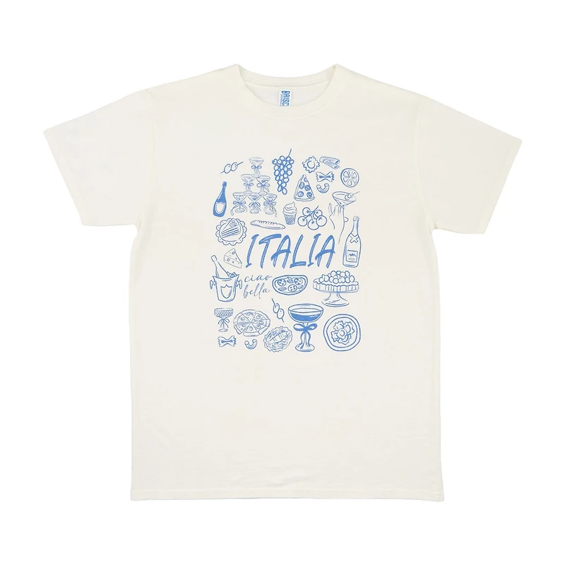 Women's Summer White and Blue Italia T-Shirt, Small