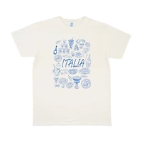 Women's Summer White and Blue Italia T-Shirt, X-Large