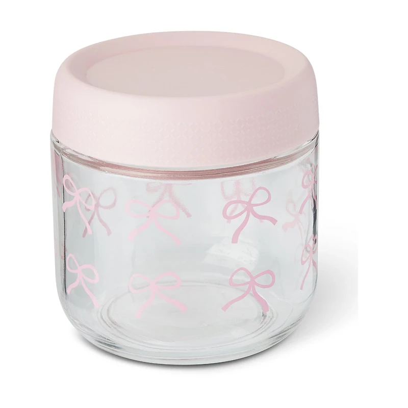 Back to School Bow Print Glass Overnight Oats Jars, 12 oz, 2 pk