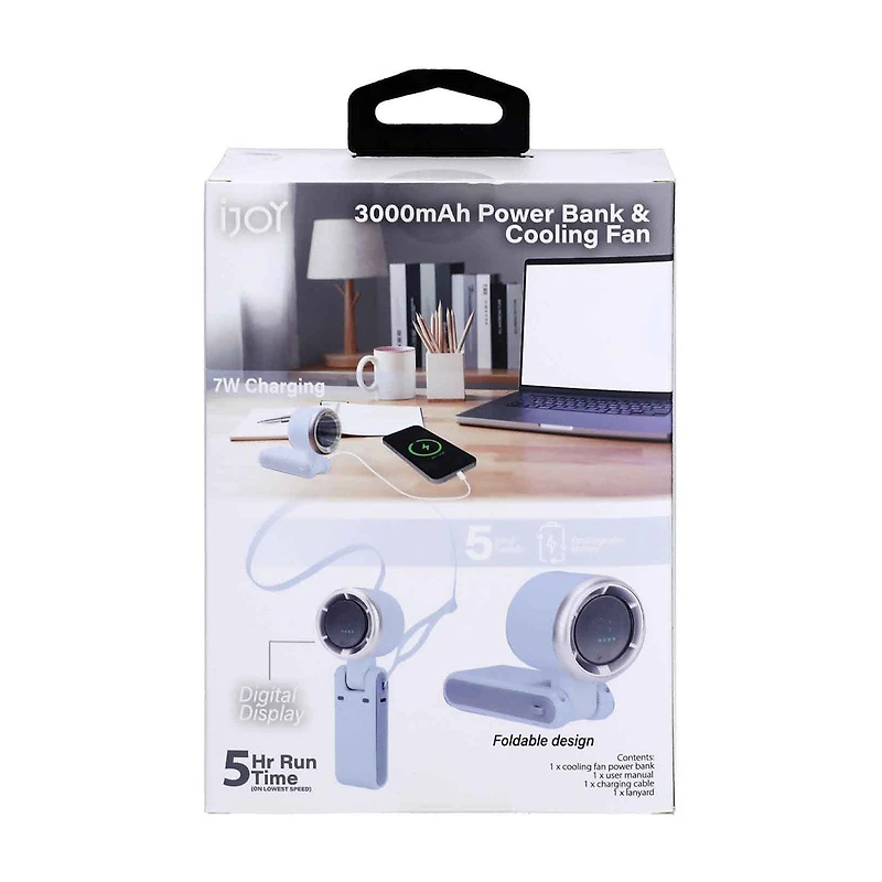 iJoy Summer Blue, Silver and Black Fan & Power Bank
