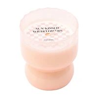 Sun-Kissed Wildflower Ribbed Pink Glass Candle, 7 oz