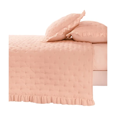 Summer Pink Microfiber Quilted Comforter Set, Twin XL