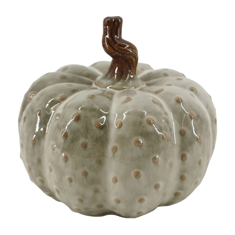 Harvest Polka Dot Ceramic Pumpkin Décor, 7 in