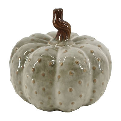 Harvest Polka Dot Ceramic Pumpkin Décor, 7 in