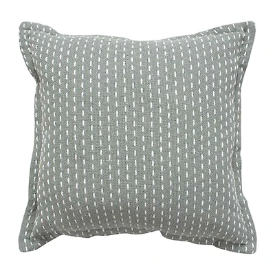 Green Woven Plaid Cushion, 18x18 in
