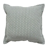 Green Woven Plaid Cushion, 18x18 in