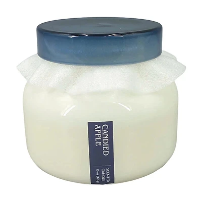 Candied Apple Blue Glass Jar Candle with Lid, 15 oz