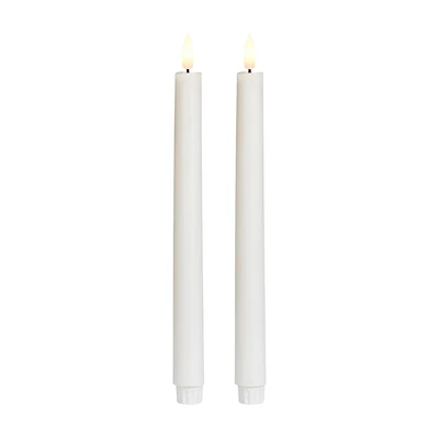 Warm White Flickering LED Taper Candles with Timer, 11 in, 2 pk