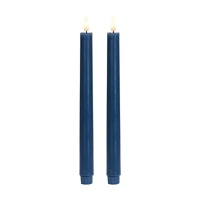 Blue LED Taper Candles with Timer, 11 in, 2 pk