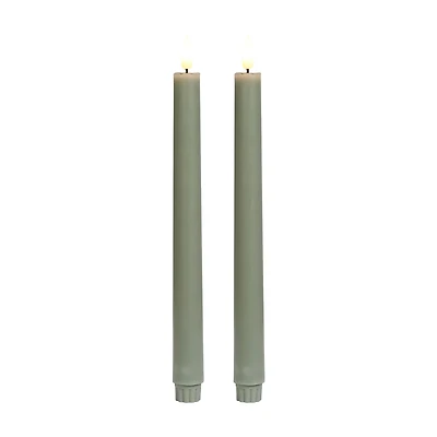 Green LED Taper Candles with Timer, 11 in, 2 pk