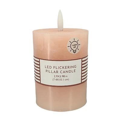Unscented Pink LED Pillar Candle